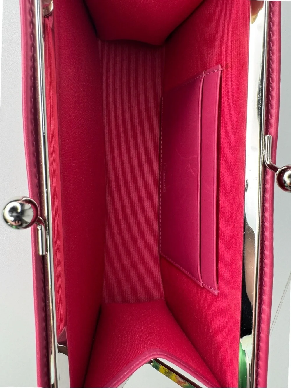 Coach Y2K Pink Embossed Signature C Kisslock Frame Clutch Wristlet Bag